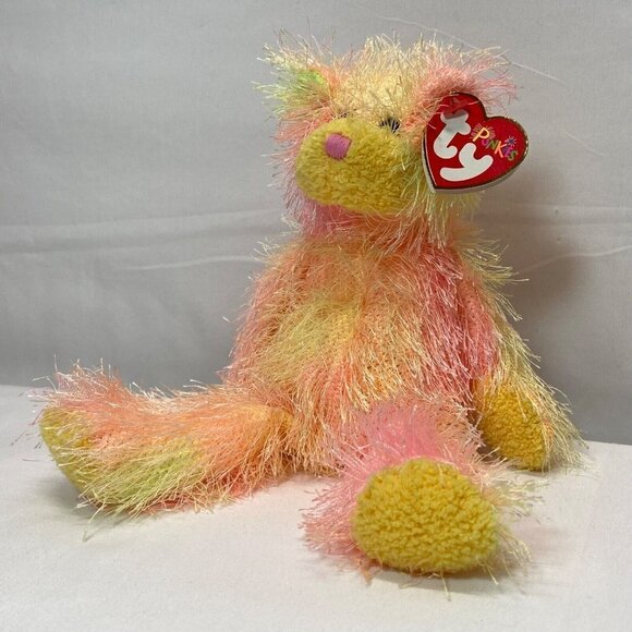 Ty Punkies Rainbow The Bear Bright Multicolor 9" Stuffed Plush Pink Nose 2002 - Picture 2 of 14